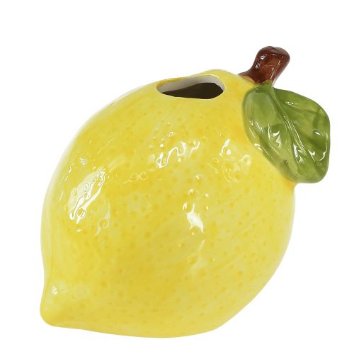 Dekoratyvinė vaza citrininė keramika ovali geltona 11cm×9,5cm×10,5cm