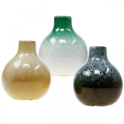 Dekoratyvinės vazos, keraminių vazų rinkinys sferinis H10,5cm Ø9cm 3vnt.