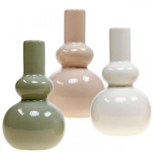 Dekoratyvinės vazos, keraminių vazų rinkinys sferinis H16,5cm Ø9,5cm 3vnt.