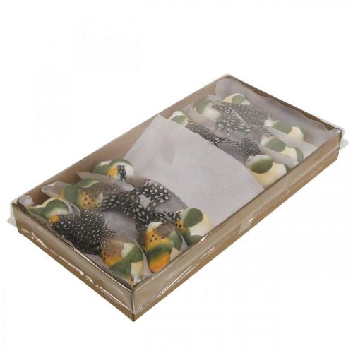 Floristik24 Dekoratyviniai paukščiai mini paukštis ant vielos spyruoklinė dekoracija 3×6cm 12vnt