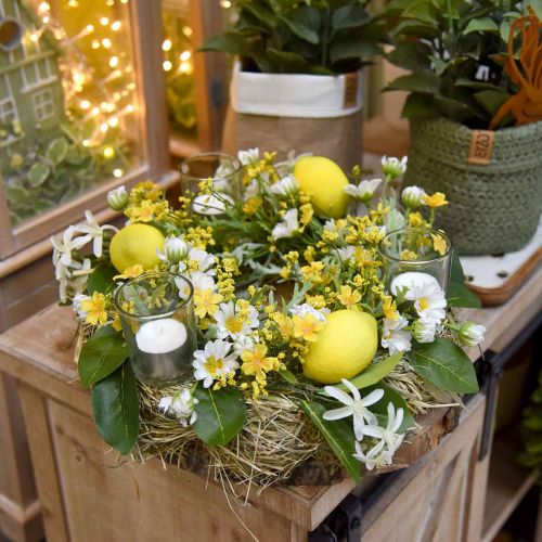 Floristik24 Deco šakelė citrina dirbtinė citrinos šakelė 42cm 3vnt