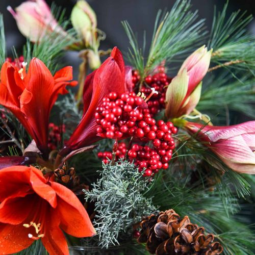 Floristik24 Dekoratyvinė šakelė su raudonomis uogomis uogų šakelė rudens puošmena 26cm 6vnt