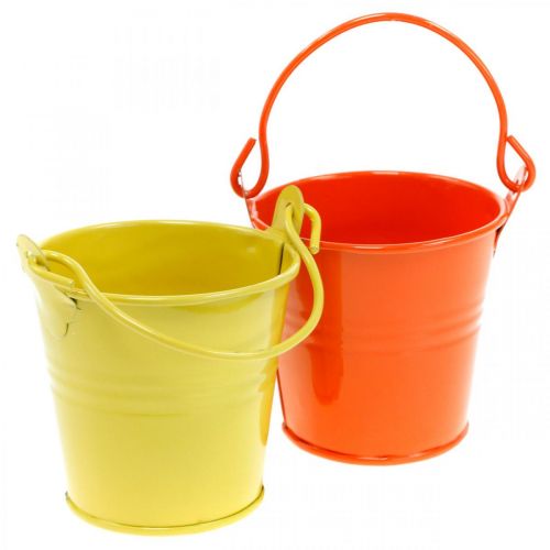 Floristik24 Dekoratyvinis kibiras spalvotas metalinis kibiras sėjamoji asorti Ø6cm H6cm 12 vnt.