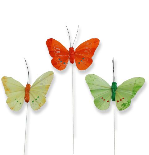 Floristik24 Dekoratyviniai drugeliai ant vielos, margaspalviai 8 cm
