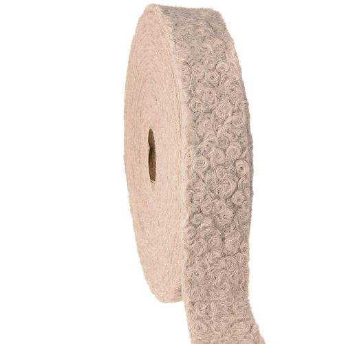 Dekoratyvinė juostelė senovinės rožinės spalvos plati dovanų juostelė, vilnos imitacijos, 40 mm, 8 m