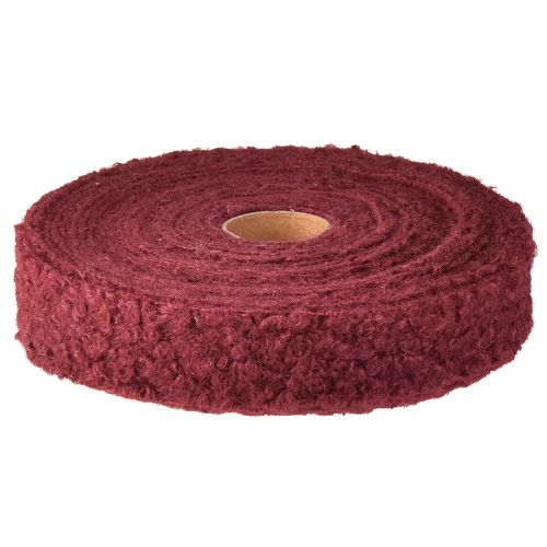 daiktų Dekoratyvinė juostelė Bordo vilnos imitacijos plati audinio juostelė 40 mm 8 m