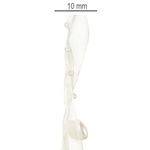 daiktų Dekoratyvinė juostelė, kreminė, širdelės, perlai, vestuvių dekoracija, 10 mm, 5 m