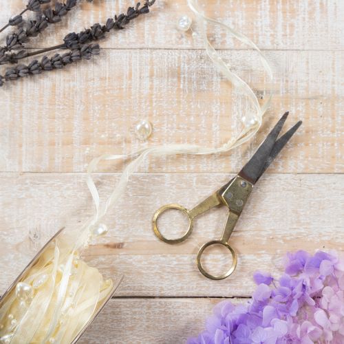 daiktų Dekoratyvinė juostelė, kreminė, širdelės, perlai, vestuvių dekoracija, 10 mm, 5 m