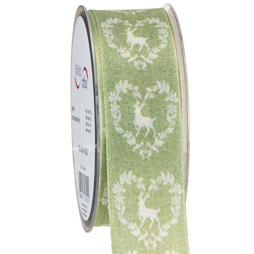 daiktų Deco kaspinas žalias elnias 40mm 20m