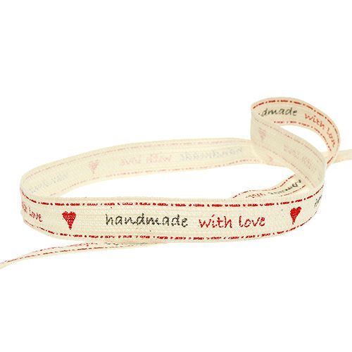 Floristik24 Dekoratyvinė juostelė &quot;Handmade with Love&quot; 15mm 15m