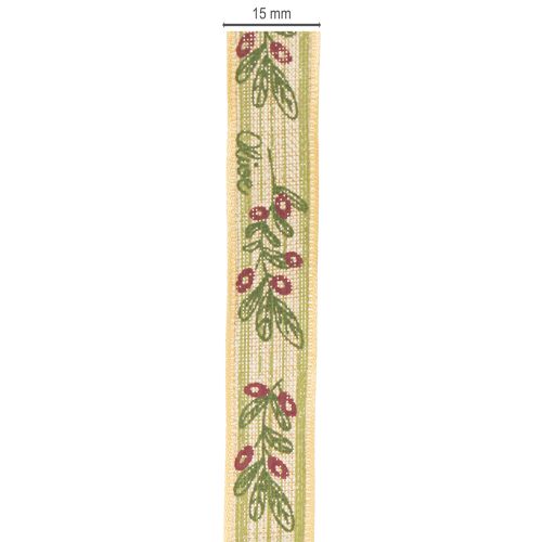 daiktų Dovanų juostelė alyvmedžio šakelė su elegantiškomis šakelėmis ir alyvuogėmis 1,5 cm 15 m