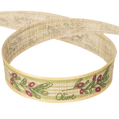 daiktų Dovanų juostelė alyvmedžio šakelė su elegantiškomis šakelėmis ir alyvuogėmis 1,5 cm 15 m