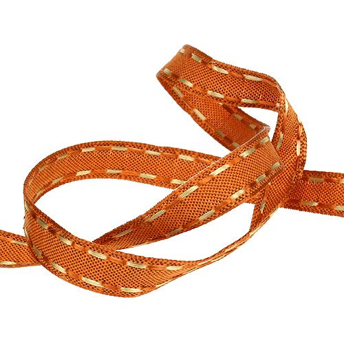 Floristik24 Oranžinė dekoratyvinė juostelė su vielos kraštu 15mm 15m