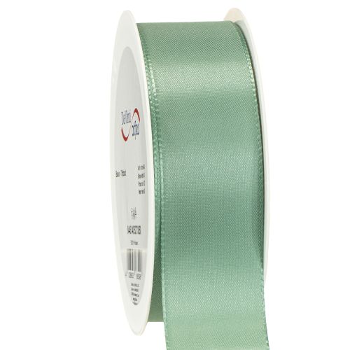Dekoratyvinė taftos juostelė dovanų juostelė žalia šalavijų spalvos 40 mm 50 m