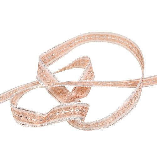 Floristik24 Dekoratyvinė juostelė su raštu rožinė 15mm 20m