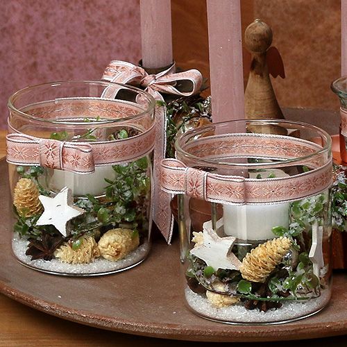 Floristik24 Dekoratyvinė juostelė su raštu rožinė 15mm 20m