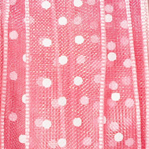 daiktų Dovanų juostelė su stilingu taškuotu raštu šventinei pakuotei, 1,5 cm pločio, 20 m ilgio