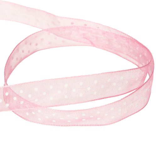 daiktų Dovanų juostelė su stilingu taškuotu raštu šventinei pakuotei, 1,5 cm pločio, 20 m ilgio