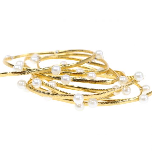 Floristik24 Dekoratyvinė auksinė juostelė su perlais 10mm 8m