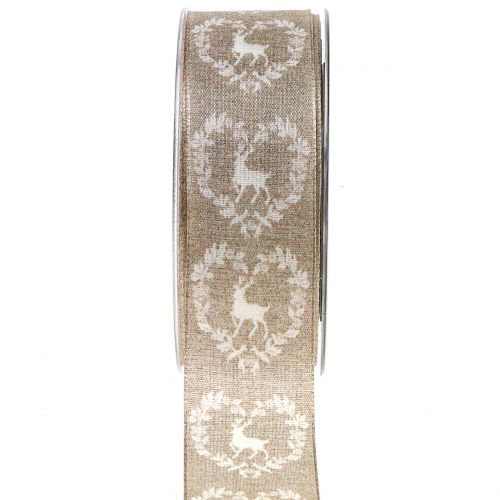 Floristik24 Deco juostelė natūralus elnias 40mm 20m