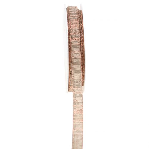 Floristik24 Dekoratyvinė juostelė gamta su varine lurekso viela sustiprinta 10mm 20m