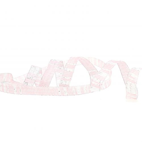 Floristik24 Deko juostelė rožinė su sidabrine Lurex viela sustiprinta 10mm 20m