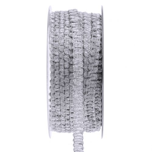 Floristik24 Deco kaspinas aksominis atrodo pilkas 10mm 20m