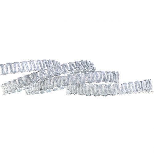 Floristik24 Deco kaspinas aksominis atrodo pilkas 10mm 20m