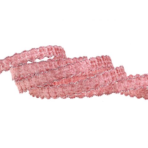 Floristik24 Deco kaspinas aksominis atrodo rožinis 10mm 20m