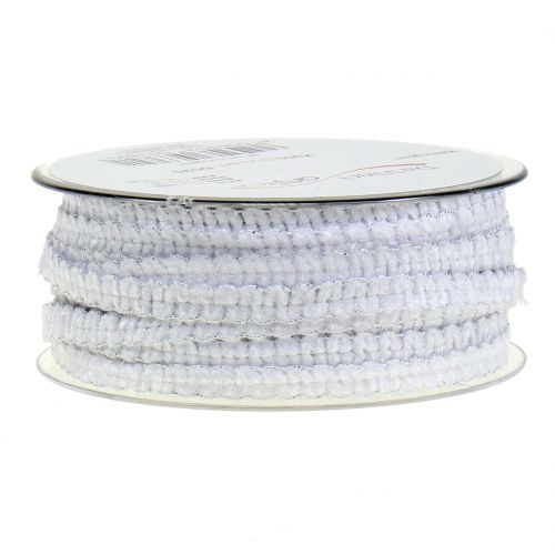 Floristik24 Deco kaspinas aksomas atrodo baltas 10mm 20m
