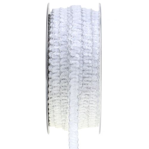 Deco kaspinas aksomas atrodo baltas 10mm 20m