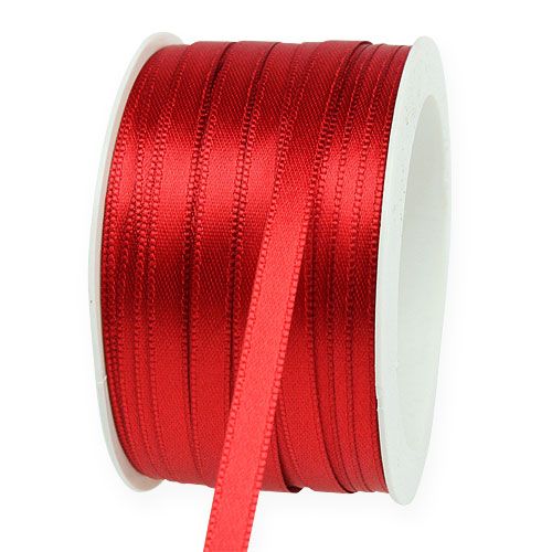 Floristik24 Dovanų ir dekoracijų juostelė 6 mm x 50 m šviesiai raudona