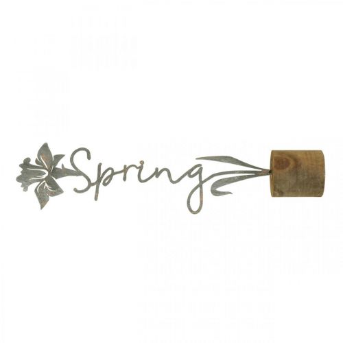 Floristik24 Metalinis dekoratyvinis gėlių medinis stovas su užrašais Spring 6x9,5x39,5cm