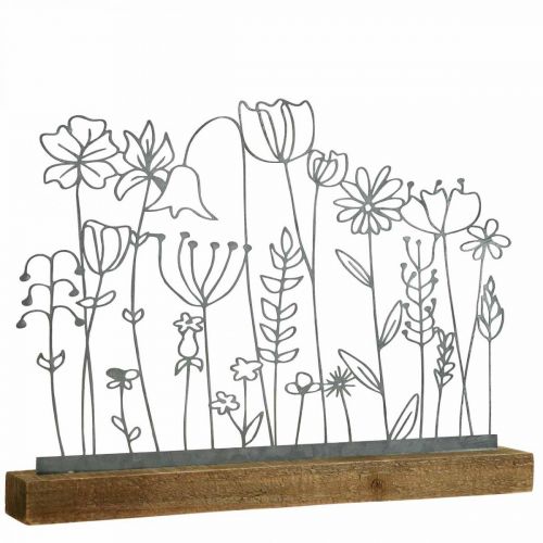 Floristik24 Ekranas metalinis dekoravimas stalo dekoravimas gėlių pieva 37×5×27,5cm