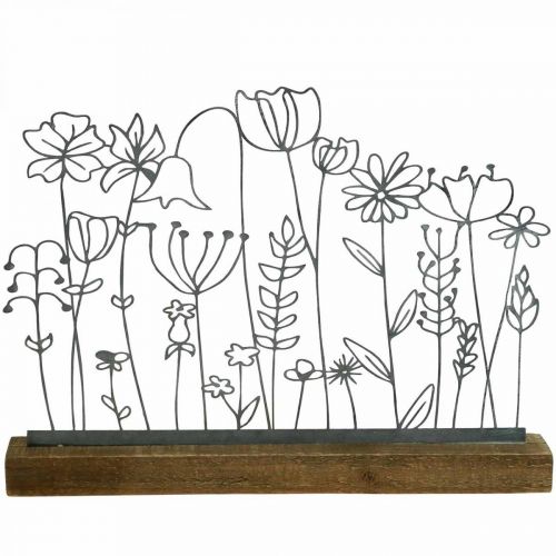 Floristik24 Ekranas metalinis dekoravimas stalo dekoravimas gėlių pieva 37×5×27,5cm