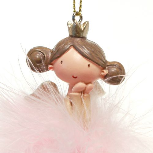 Floristik24 Dekoratyvinė figūra angelas princesė eglutės puošmena balta, rožinė 12cm 2 vnt