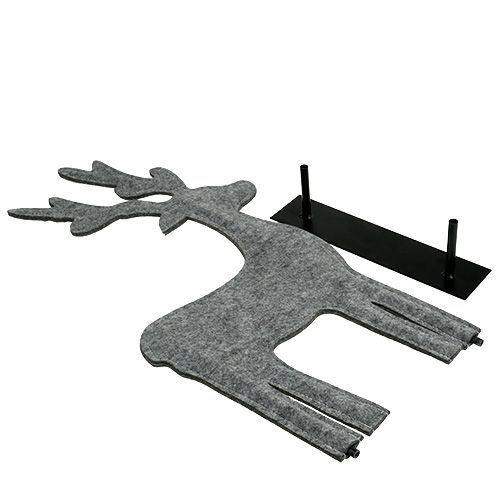 Floristik24 Dekoratyvinė elnio figūra iš veltinio 60cm pilka