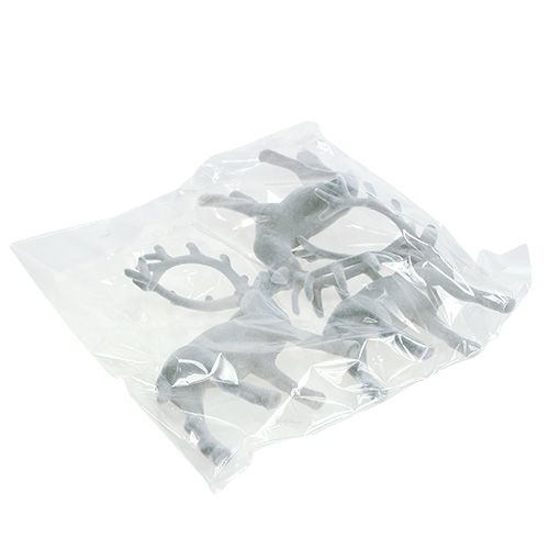 Floristik24 Deco figūra elnias flokuotas pilkas 22cm 3vnt