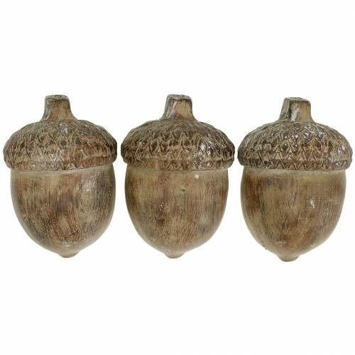 Floristik24 Dekoratyvinė figūrėlė gilė ruda 11cm x 8cm x 7cm 3vnt