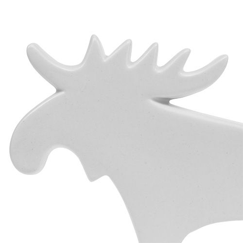 Floristik24 Deco figūra briedis keramika balta 18,5cm 1vnt