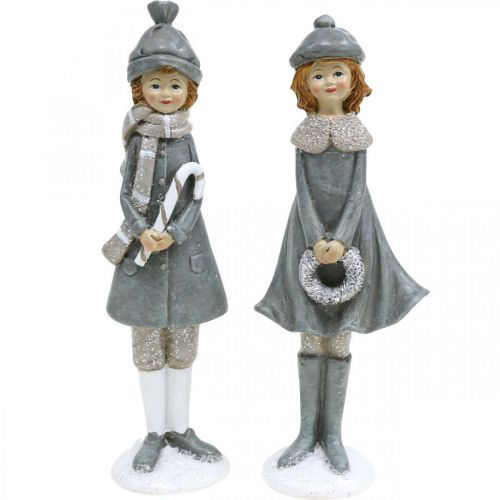 daiktų Deco figūrėlės žieminės vaikų figūrėlės mergaitėms H19cm 2vnt