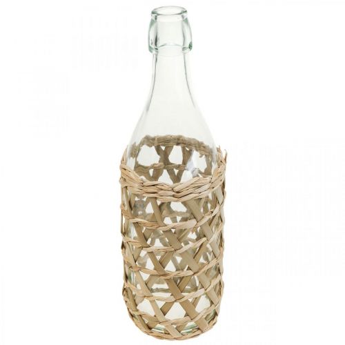 daiktų Deco buteliukas stiklinis stiklinis buteliukas puošia pinti Ø9.5cm H31cm