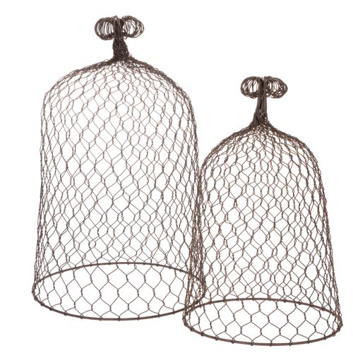Dekoratyvinis metalinis varpelis, laipiojimo pagalvėlė, vielinis gaubtas, rudas, rūdžių spalvos, aukštis 50/41 cm, Ø 30/25 cm, 2 vnt. rinkinys pirkti | Floristik24.lt
