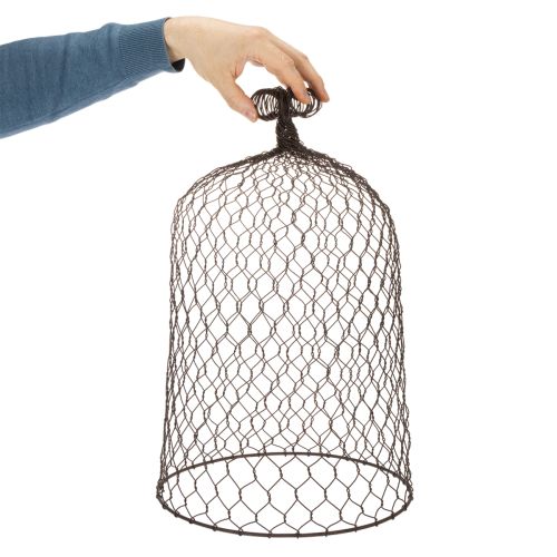 Dekoratyvinis metalinis varpelis, laipiojimo pagalvėlė, vielinis gaubtas, rudas, rūdžių spalvos, aukštis 50/41 cm, Ø 30/25 cm, 2 vnt. rinkinys | Floristik24.lt