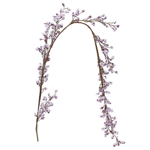 daiktų Dekoratyvinė kabykla uogų šakelė balta violetinė žiemos šerkšnas 130cm