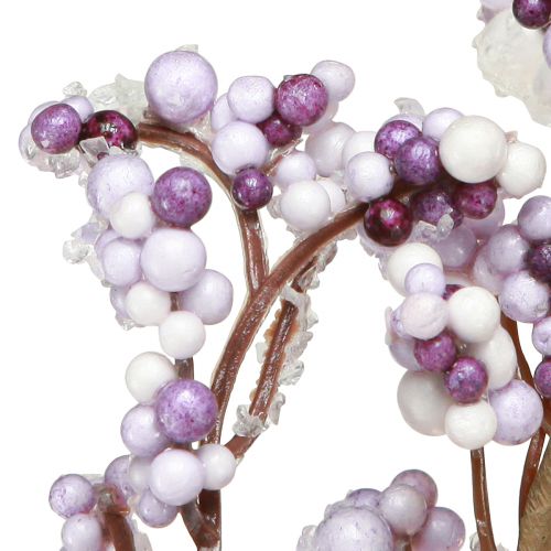 daiktų Dekoratyvinė kabykla uogų šakelė balta violetinė žiemos šerkšnas 130cm