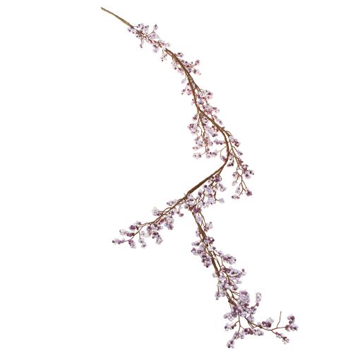 daiktų Dekoratyvinė kabykla uogų šakelė balta violetinė žiemos šerkšnas 130cm