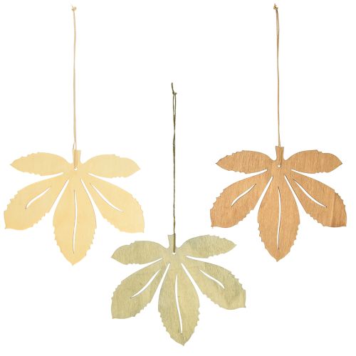 daiktų Dekoratyvinė kabykla medžio rudens lapai žalia natūrali ruda 12x10cm 12 vnt