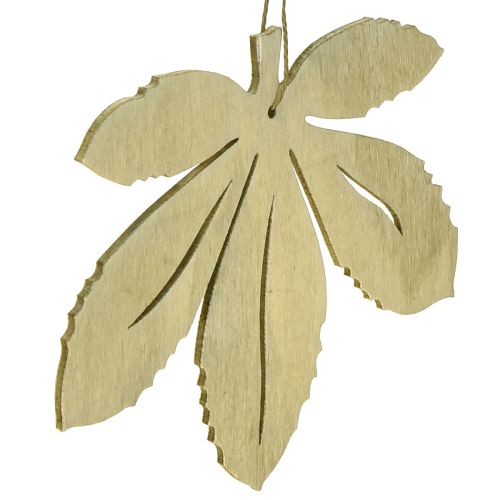 daiktų Dekoratyvinė kabykla medžio rudens lapai žalia natūrali ruda 12x10cm 12 vnt