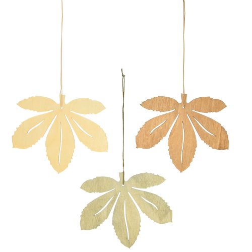 daiktų Dekoratyvinė kabykla medžio rudens lapai žalia natūrali ruda 12x10cm 12 vnt